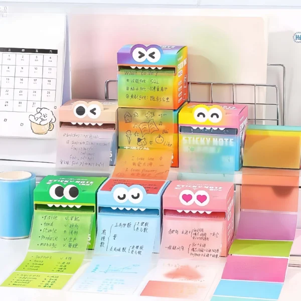105pcs/Set Translucent Pull-out Type Sticky Notes Roll Paper Type Sticky Notes Pearlescent Transparent Note Making Notes Notepad