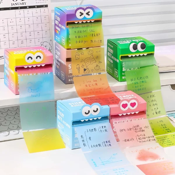 105pcs/Set Translucent Pull-out Type Sticky Notes Roll Paper Type Sticky Notes Pearlescent Transparent Note Making Notes Notepad - Image 2