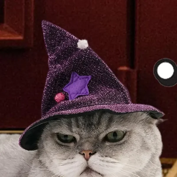 Cat Halloween Costume Comfortable Cat Wizard Outfit Witch Dog Costume Cat Cloak Witch Hat Halloween Dog Cloth For S/M Cats Dogs - Image 5